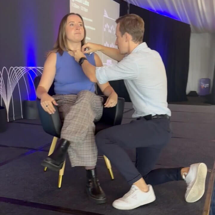 Emma Hughes prepares to shoot a testimonial at Momentum 2025
