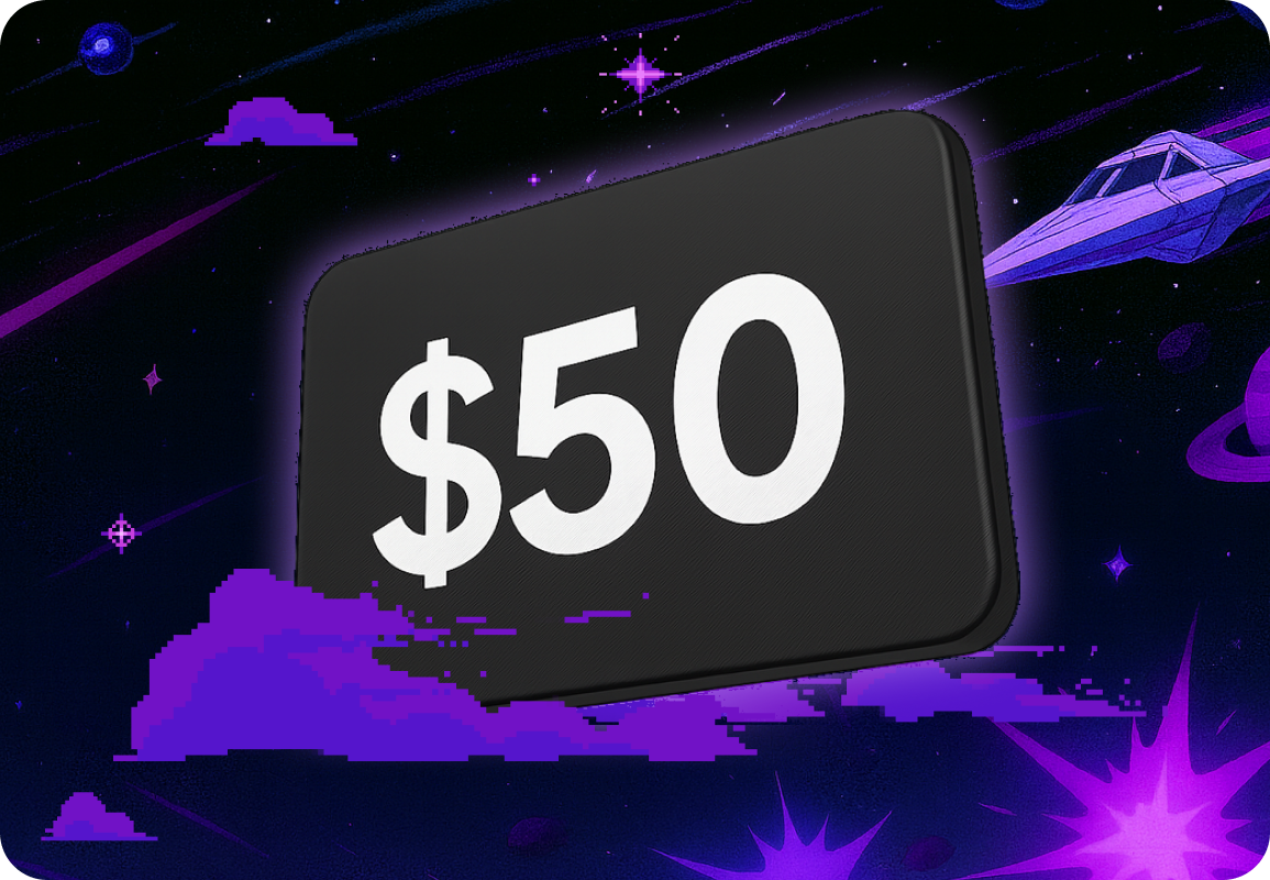 $50 gift card floating in clouds