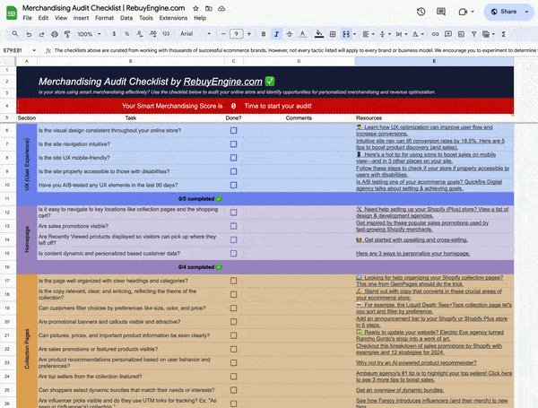 Merchandising Checklist