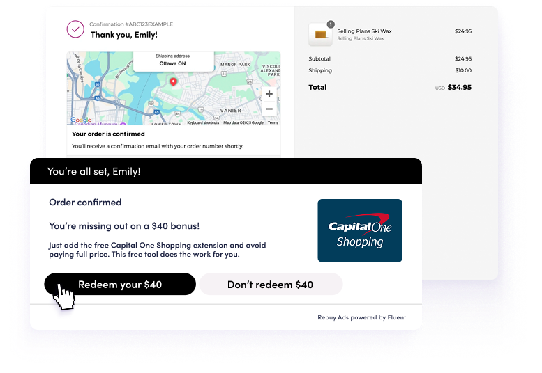 Rebuy Ads Thank You page