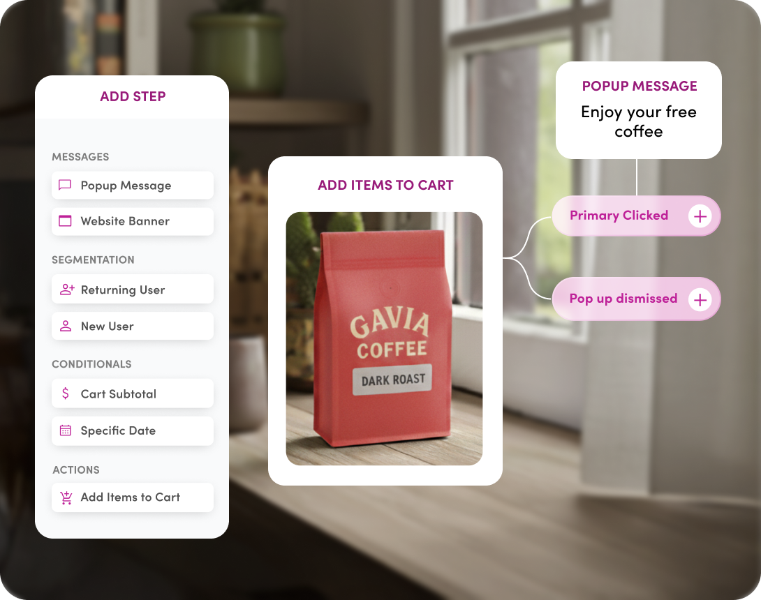 Image of Rebuy Smart Flows being used for a bag of coffee