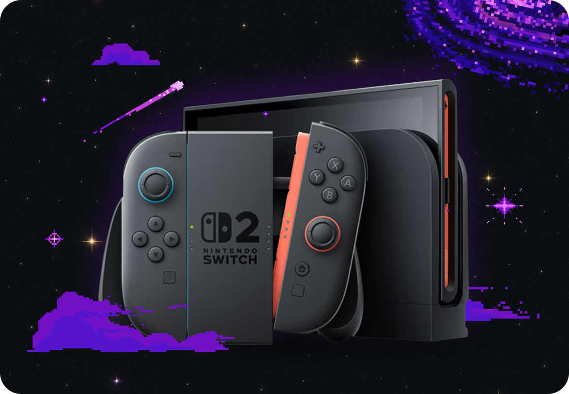 Nintendo Switch 2 in a space background