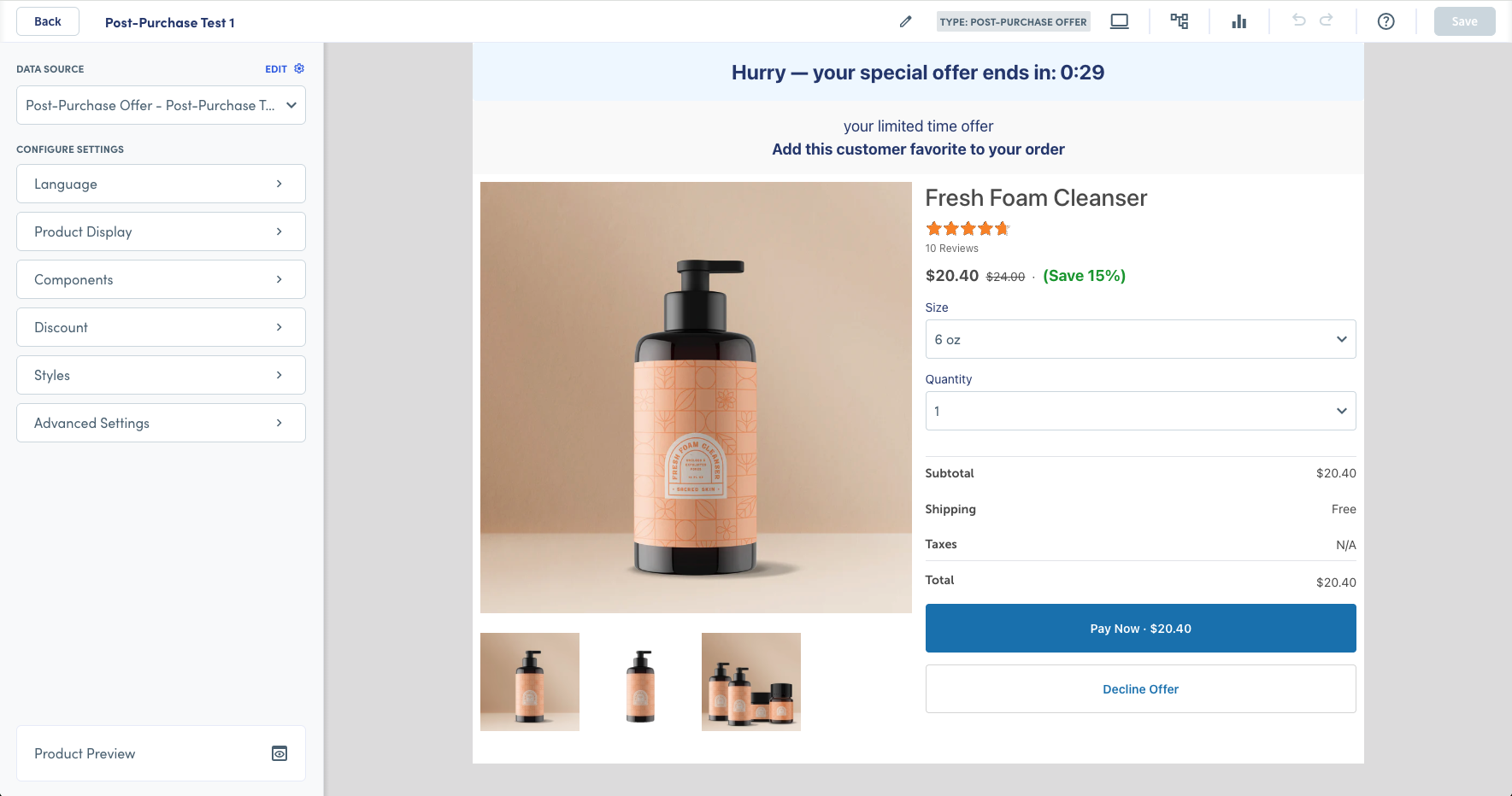 Post Purchase offer UI