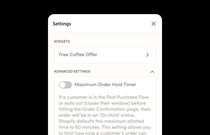 Post Purchase timers feature
