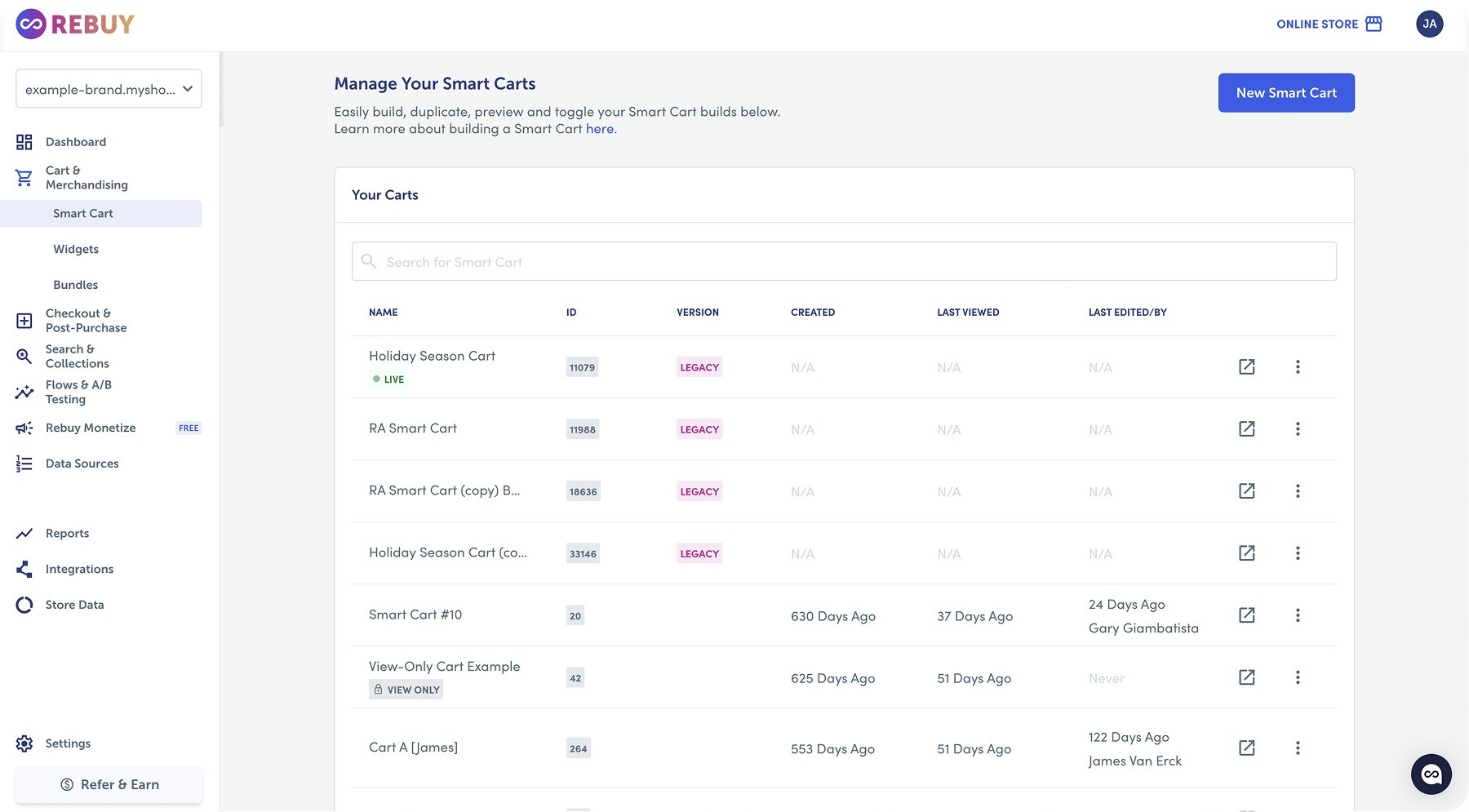 Smart Flows admin screen