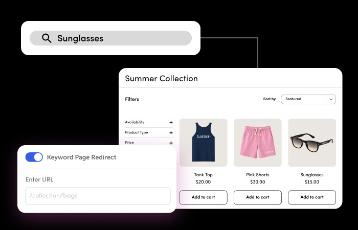 Search keyword redirects